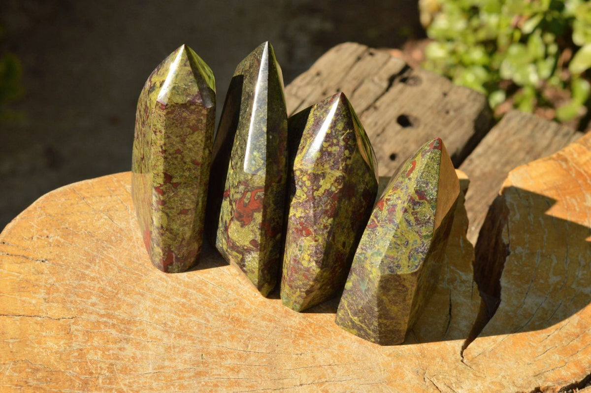 Polished Bastite Dragon Blood Stone Points x 4 From Tshipies, South Africa - TopRock