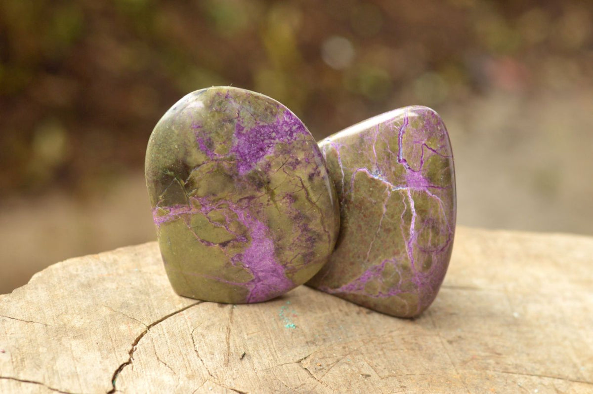 Polished Stichtite & Green Serpentine / Atlantisite Standing Free Forms x 6 From Barberton, South Africa - TopRock