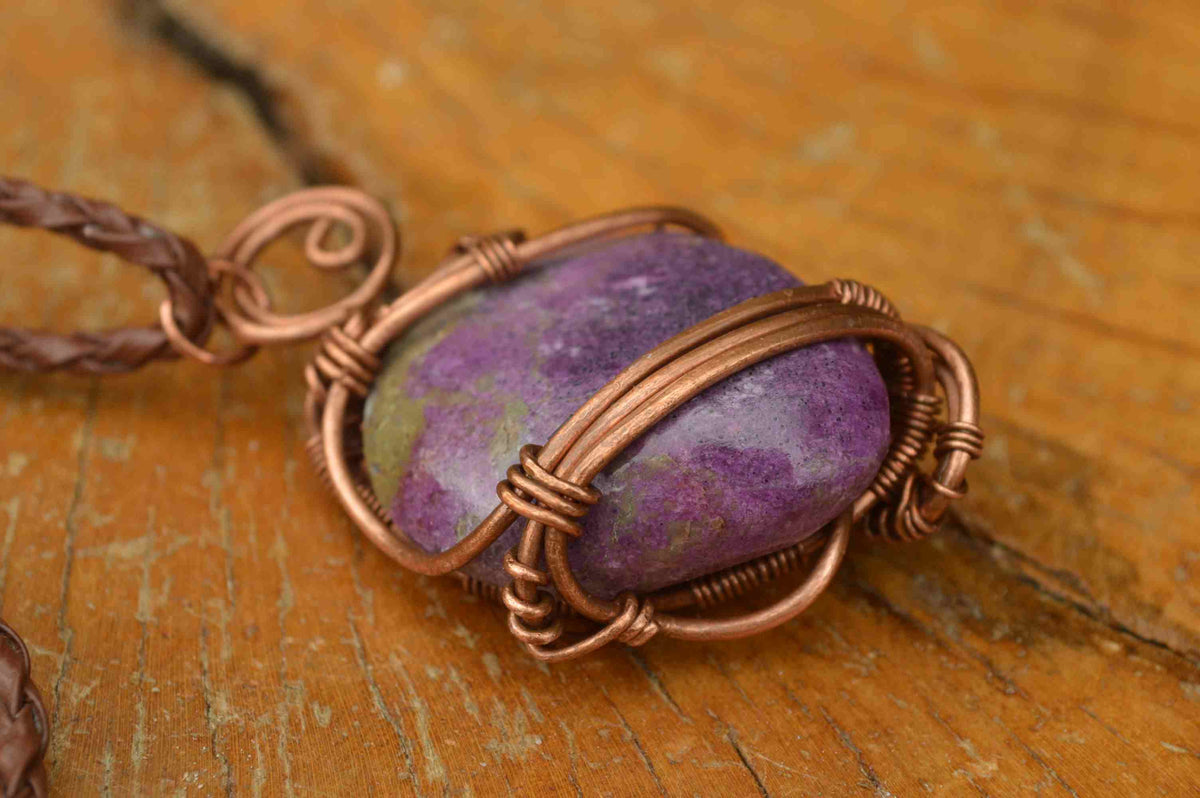 Polished Mixed Jewellery Free Forms With Copper Art Wire Pendants x 6 From Southern Africa - TopRock