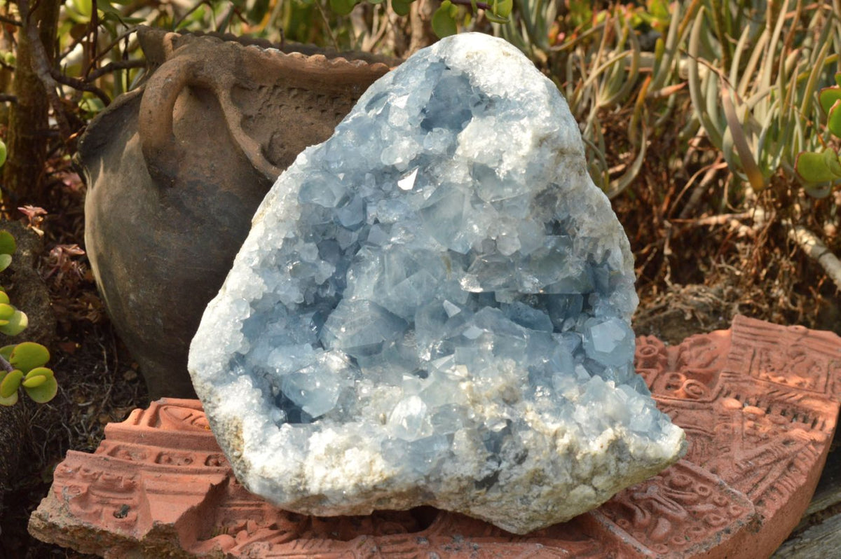 Natural Blue Celestite Specimen With Gemmy Cubic Crystals x 1 From Sakoany, Madagascar - TopRock