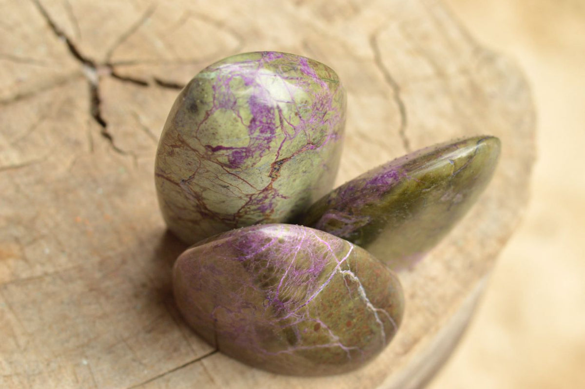 Polished Stichtite & Green Serpentine / Atlantisite Standing Free Forms x 6 From Barberton, South Africa - TopRock