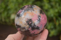 Polished  Pink & Black Rhodonite Spheres x 2 From Madagascar - Toprock Gemstones and Minerals