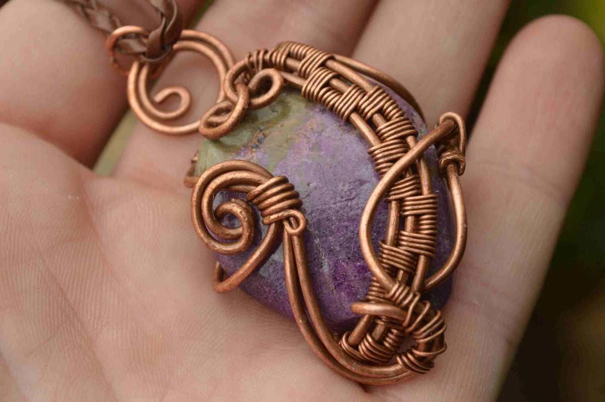 Polished Mixed Jewellery Free Forms With Copper Art Wire Pendants x 6 From Southern Africa - TopRock