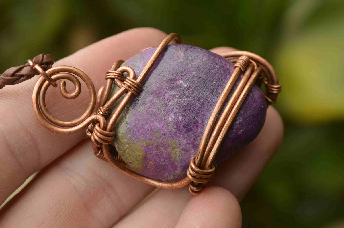 Polished Mixed Jewellery Free Forms With Copper Art Wire Pendants x 6 From Southern Africa - TopRock
