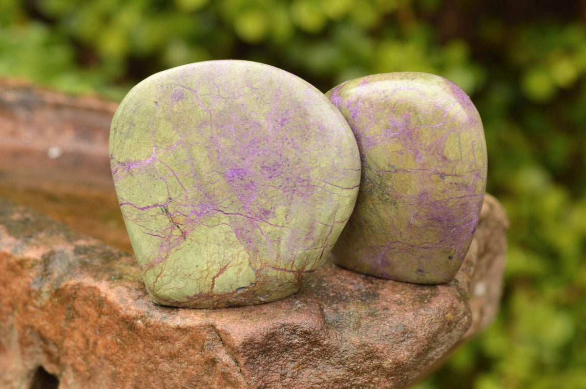 Polished Stichtite & Green Serpentine / Atlantisite Standing Free Forms x 6 From Barberton, South Africa - TopRock