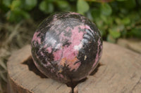 Polished  Pink & Black Rhodonite Spheres x 2 From Madagascar - Toprock Gemstones and Minerals