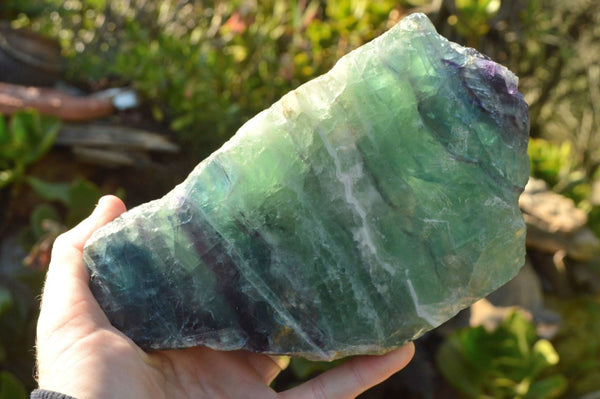 Polished Stunning Semi Translucent Watermelon Fluorite Standing Free Form Slabs x 2 From Uis, Namibia - TopRock