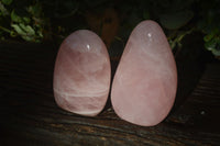 Polished Pink Rose Quartz Standing Free Forms x 2 From Madagascar - Toprock Gemstones and Minerals