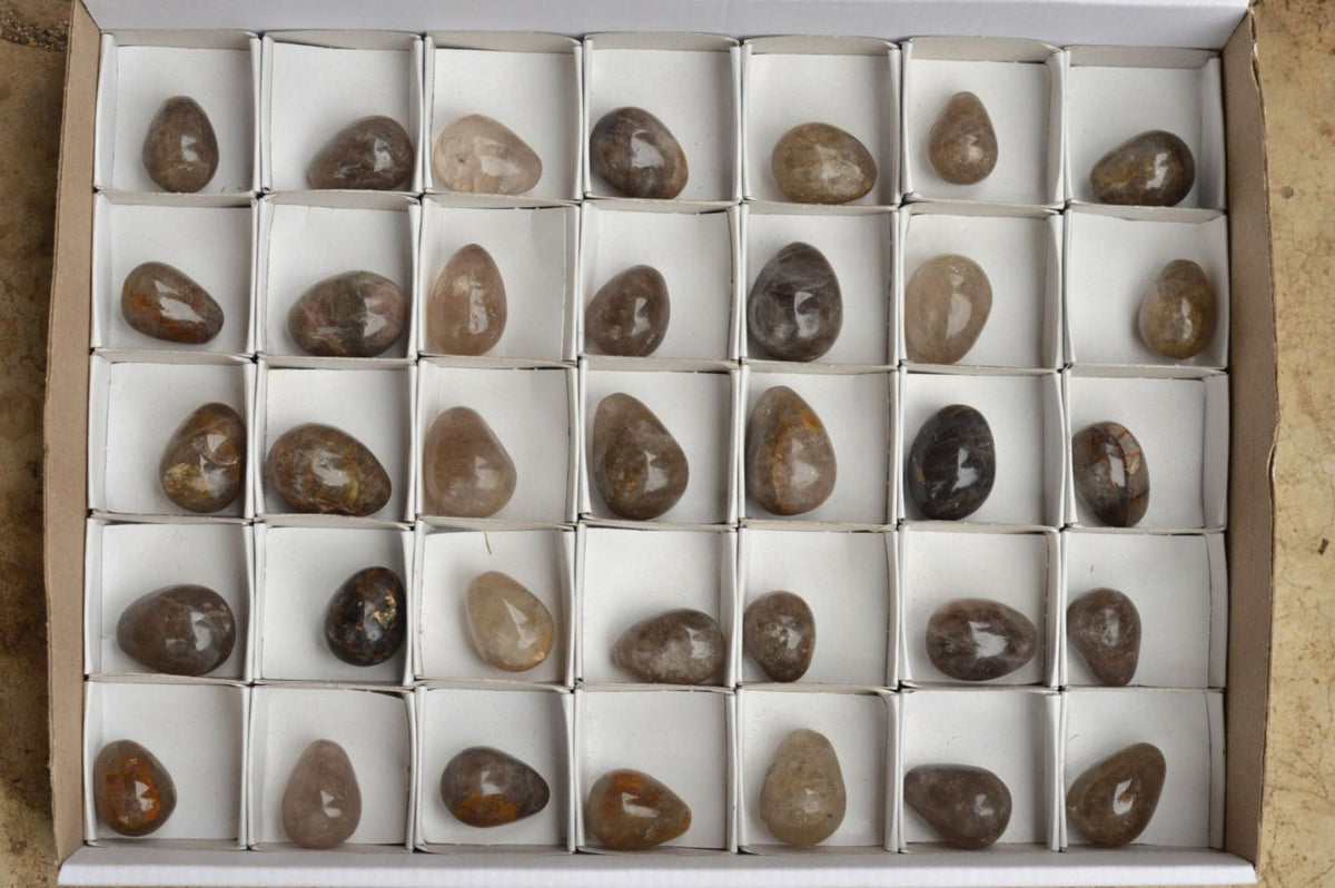 Polished Mini Morion Smokey Quartz Eggs x 35 From Madagascar - TopRock