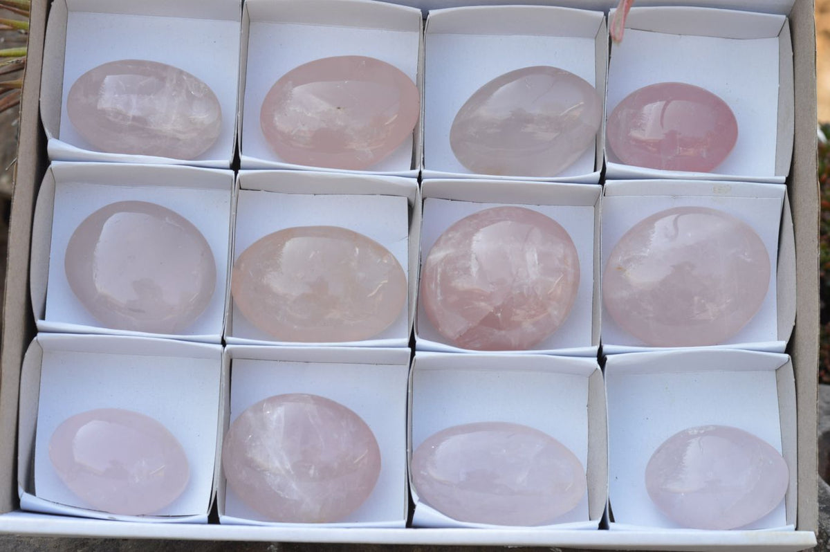 Polished Gemmy Pink Rose Quartz Gallets x 12 From Madagascar - TopRock
