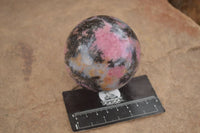 Polished  Pink & Black Rhodonite Spheres x 2 From Madagascar - Toprock Gemstones and Minerals