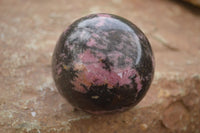 Polished  Pink & Black Rhodonite Spheres x 2 From Madagascar - Toprock Gemstones and Minerals