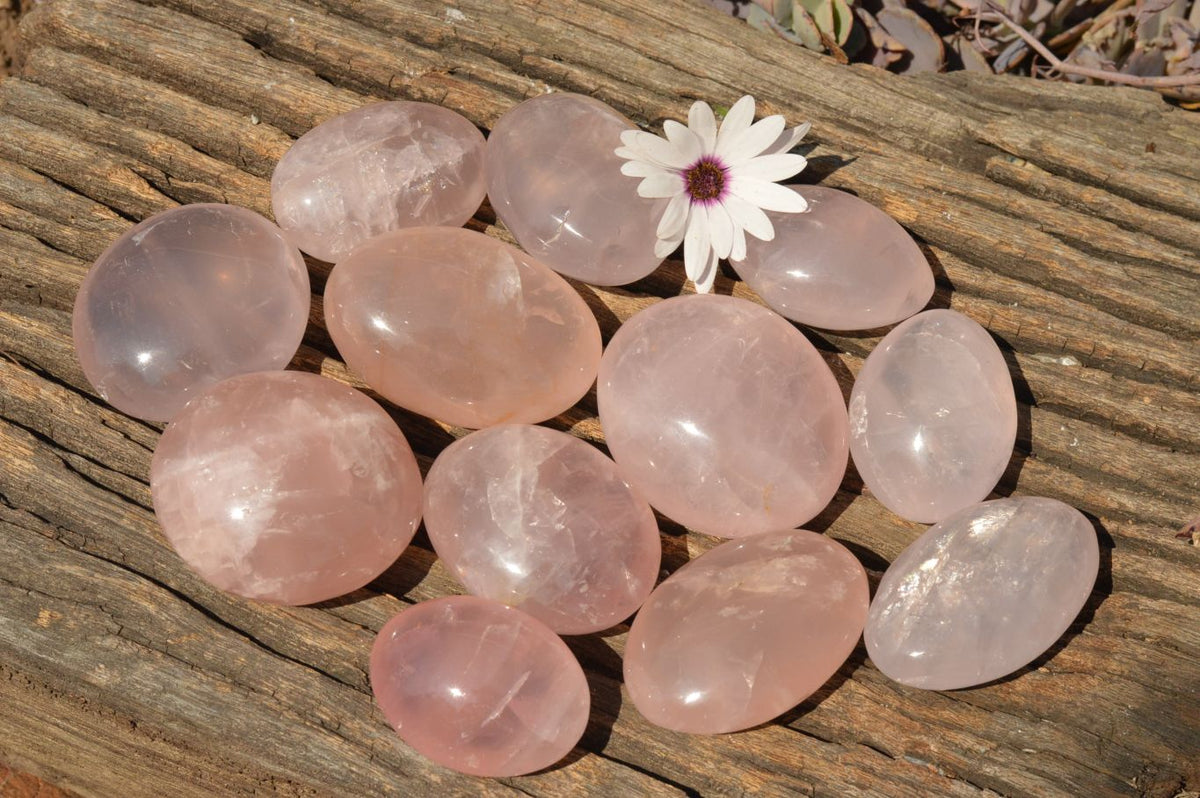 Polished Gemmy Pink Rose Quartz Gallets x 12 From Madagascar - TopRock