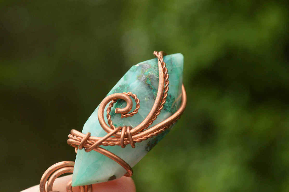 Polished Mixed Jewellery Free Forms With Copper Art Wire Pendants x 6 From Southern Africa - TopRock