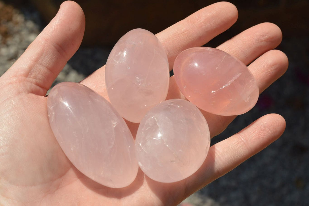 Polished Gemmy Pink Rose Quartz Gallets x 12 From Madagascar - TopRock