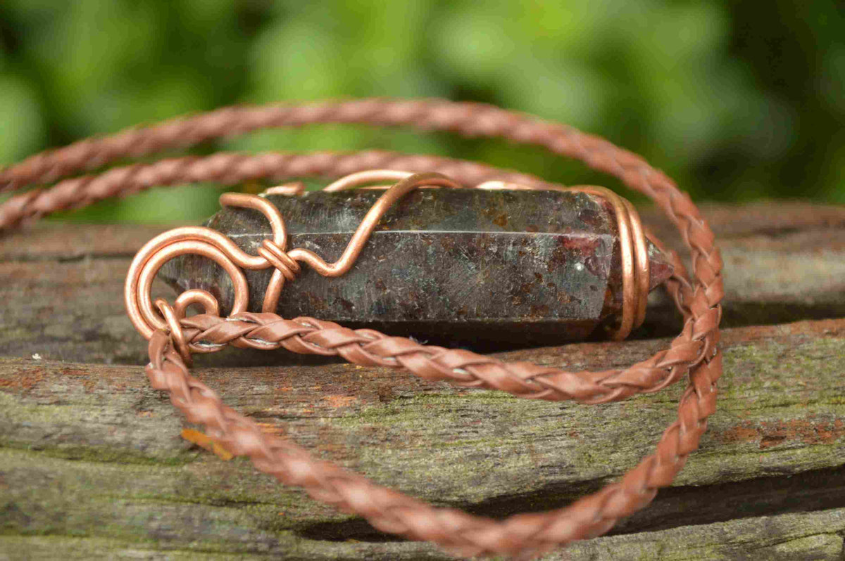 Polished Mixed Jewellery Free Forms With Copper Art Wire Pendants x 6 From Southern Africa - TopRock