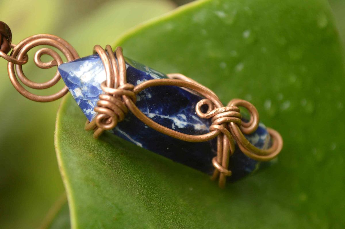 Polished Mixed Jewellery Free Forms With Copper Art Wire Pendants x 6 From Southern Africa - TopRock