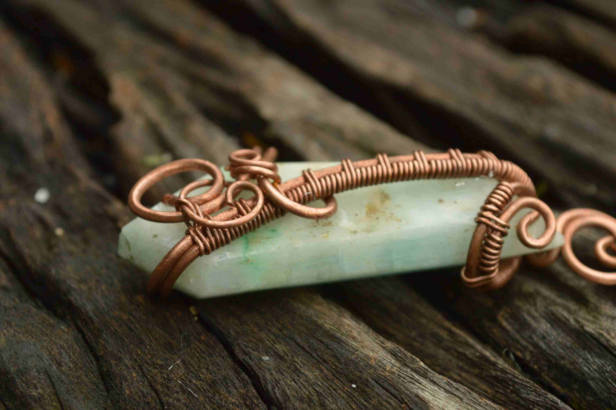 Polished Mixed Jewellery Free Forms With Copper Art Wire Pendants x 6 From Southern Africa - TopRock