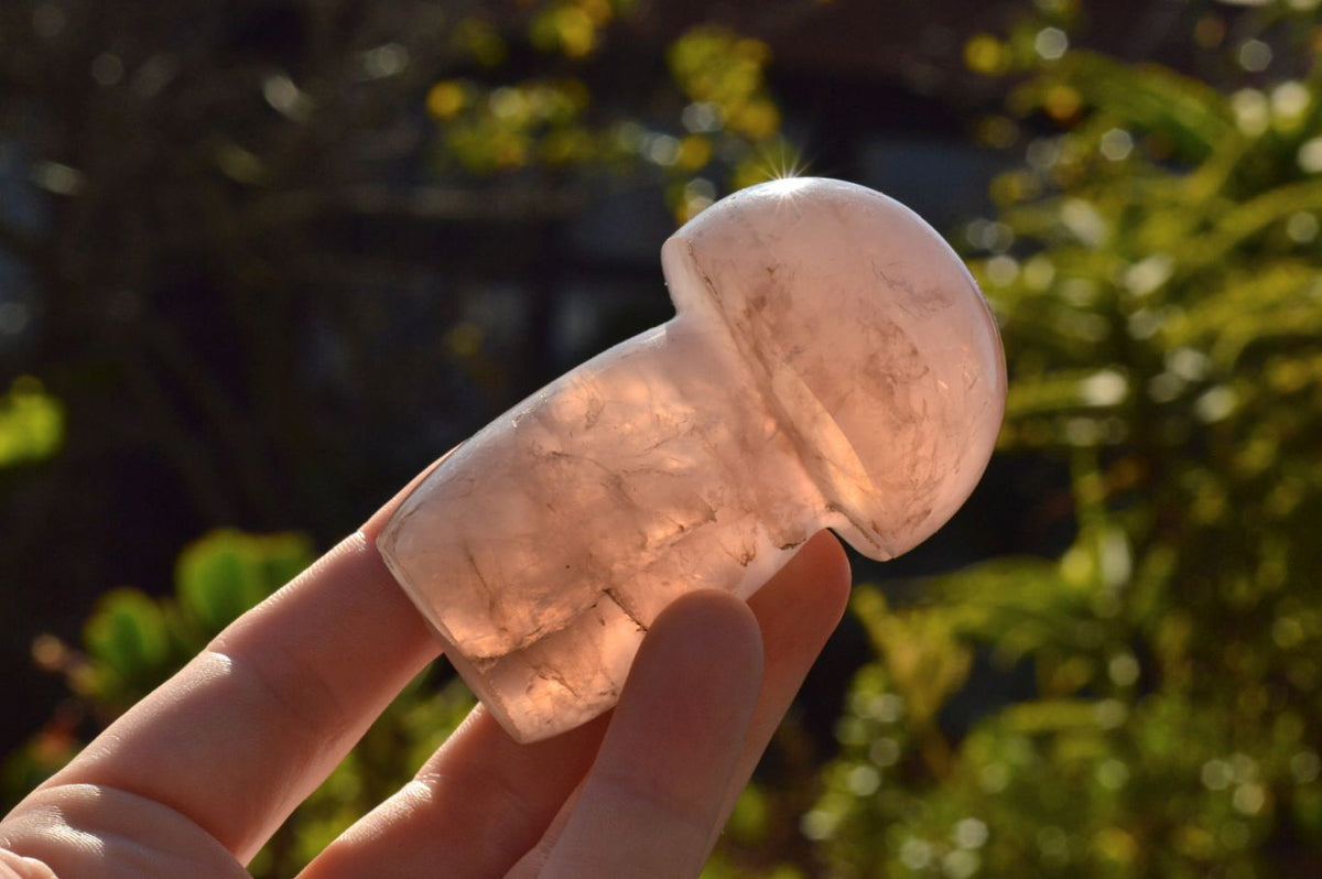 Polished Gemmy Pink Rose Quartz Mushrooms With Asterisms On Some x 7 From Madagascar - TopRock