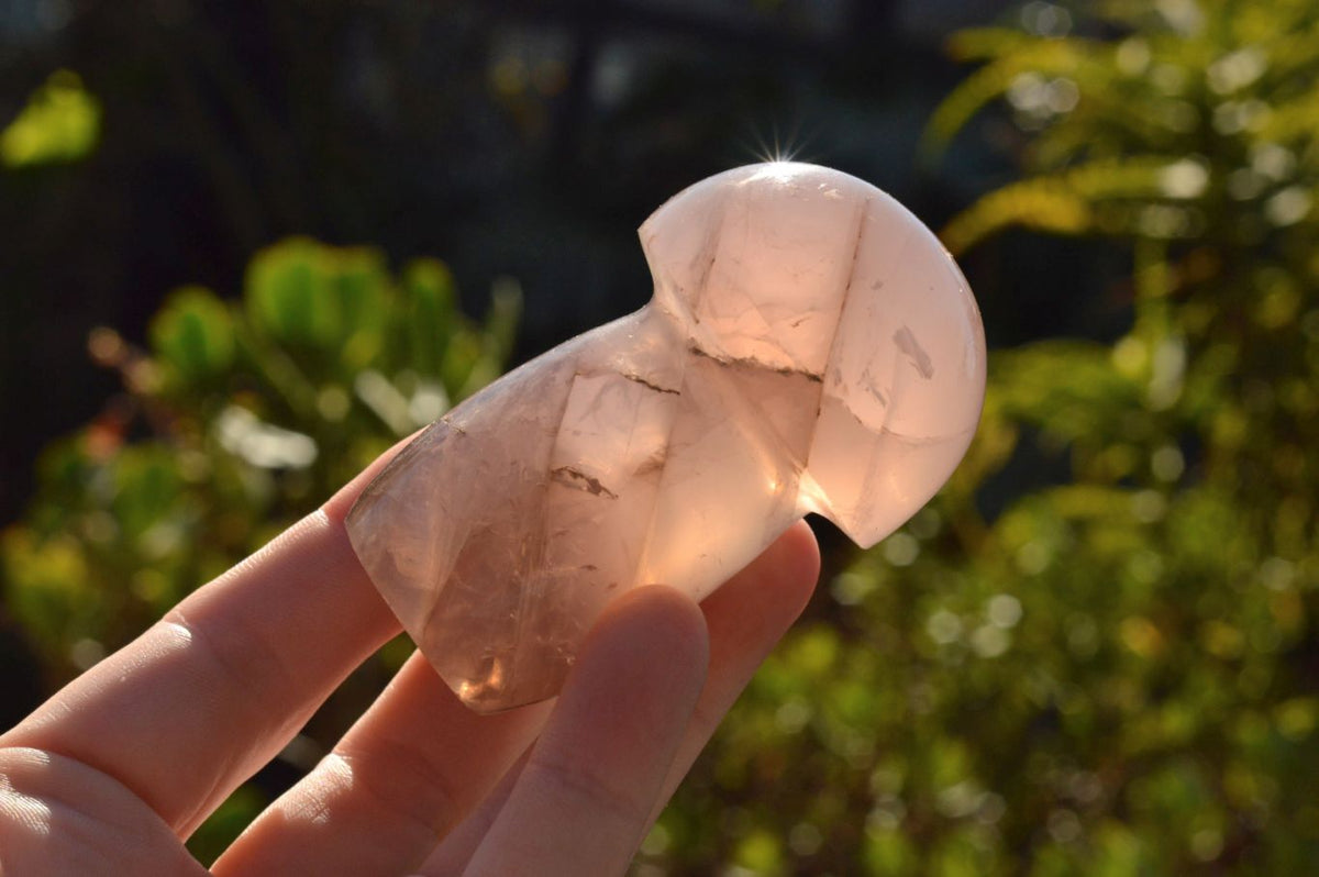 Polished Gemmy Pink Rose Quartz Mushrooms With Asterisms On Some x 7 From Madagascar - TopRock