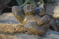 Polished  Black Soapstone Gorilla Carving  x 1 From Zimbabwe - Toprock Gemstones and Minerals
