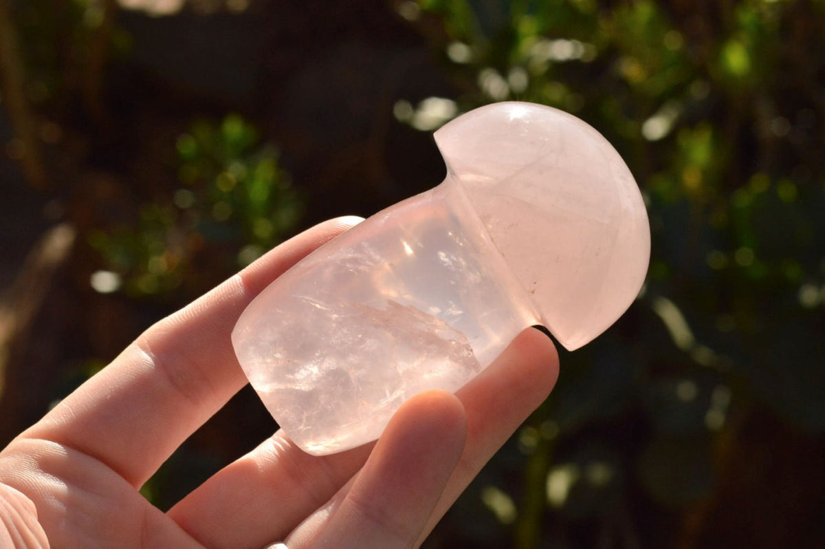 Polished Gemmy Pink Rose Quartz Mushrooms With Asterisms On Some x 7 From Madagascar - TopRock