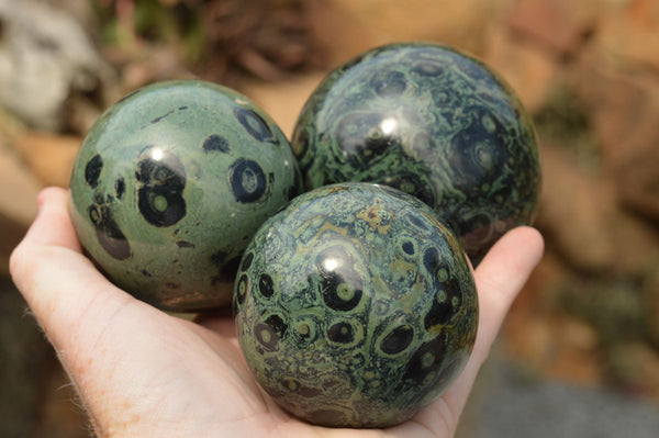 Polished Stromatolite / Kambamba Jasper Spheres  x 4 From Katsepy, Madagascar - TopRock