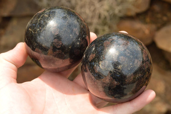 Polished Rare Blue Iolite / Water Sapphire Spheres  x 4 From Madagascar - TopRock