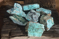 Natural Drusy Coated Chrysocolla & Malachite Dolomite Specimens x 7 From Congo - Toprock Gemstones and Minerals