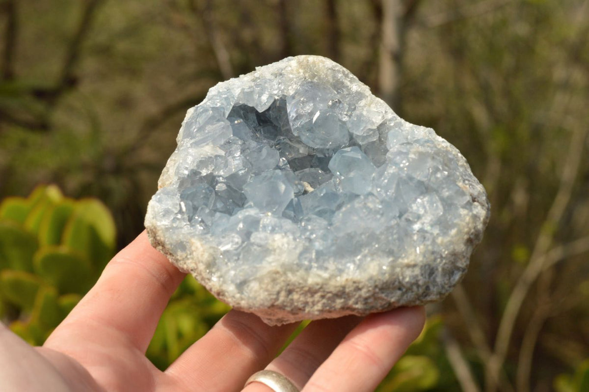 Natural Blue Celestite Specimens With Gemmy Cubic Crystals x 2 From Sakoany, Madagascar - TopRock