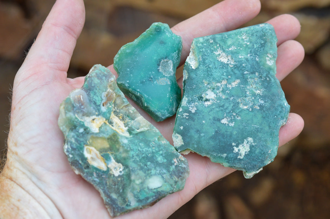 Polished Green Chrome Chalcedony Free Forms With A Rough Finish x 16 From Zimbabwe - TopRock