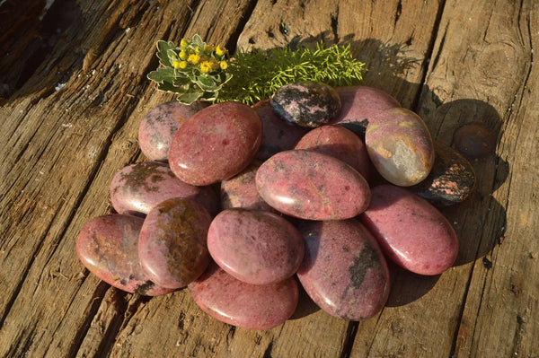 Polished Pink & Black Rhodonite Gallets x 20 From Madagascar - TopRock