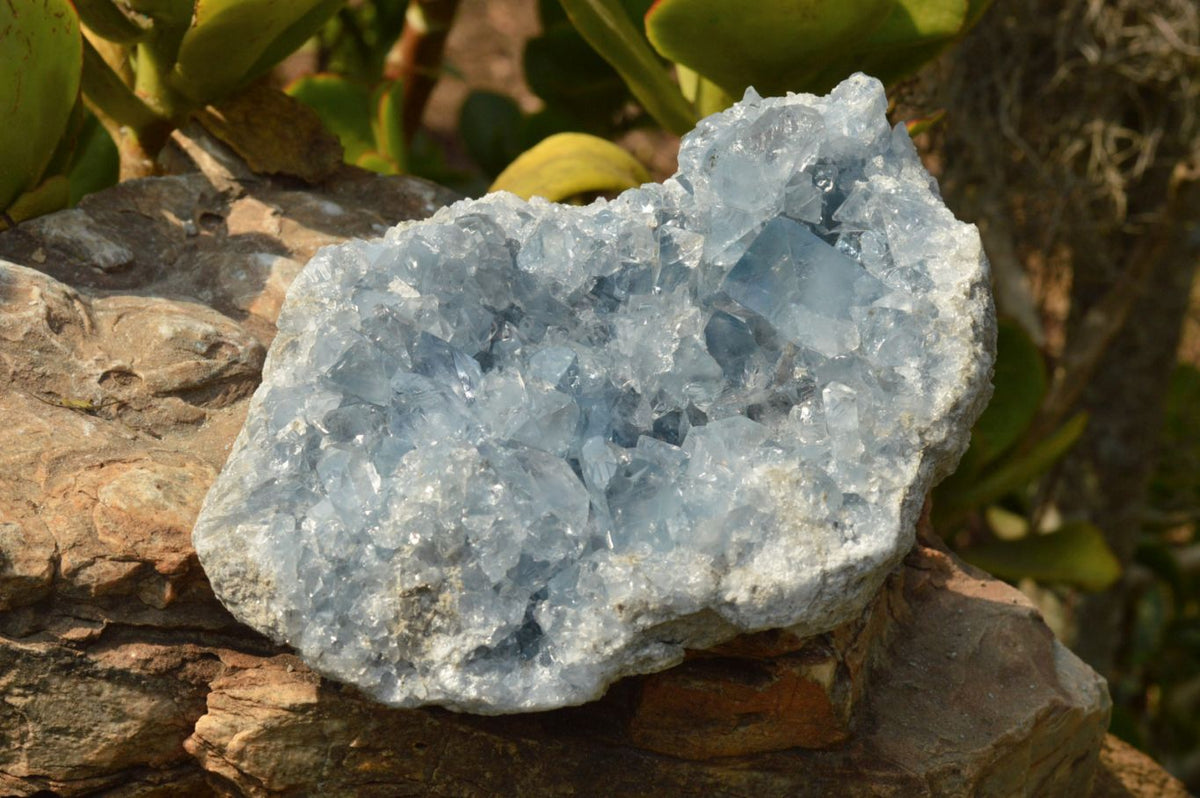 Natural Blue Celestite Specimens With Gemmy Cubic Crystals x 2 From Sakoany, Madagascar - TopRock