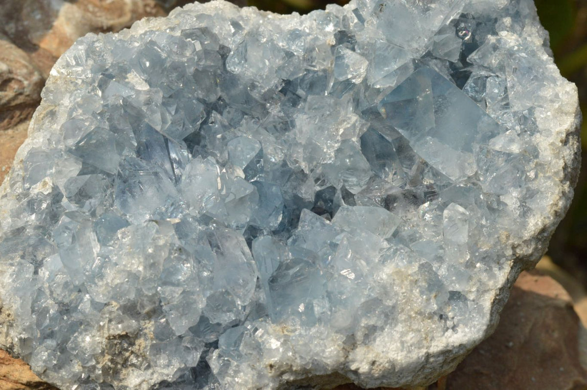 Natural Blue Celestite Specimens With Gemmy Cubic Crystals x 2 From Sakoany, Madagascar - TopRock
