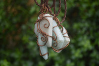 Polished Copper Wire Wrapped Blue Smithsonite Jewellery Pendants x 6 From Congo - Toprock Gemstones and Minerals