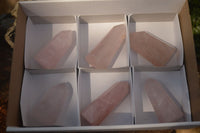 Polished Gemmy Rose Quartz Points x 6 From Antsirabe, Madagascar - Toprock Gemstones and Minerals