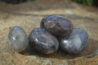 Polished Smokey Dream Amethyst Palm Stones  x 12 From Madagascar - Toprock Gemstones and Minerals
