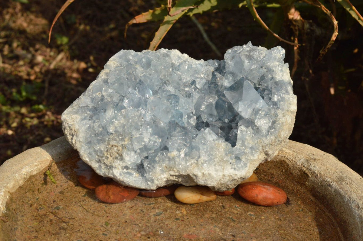 Natural Blue Celestite Specimens With Gemmy Cubic Crystals x 2 From Sakoany, Madagascar - TopRock