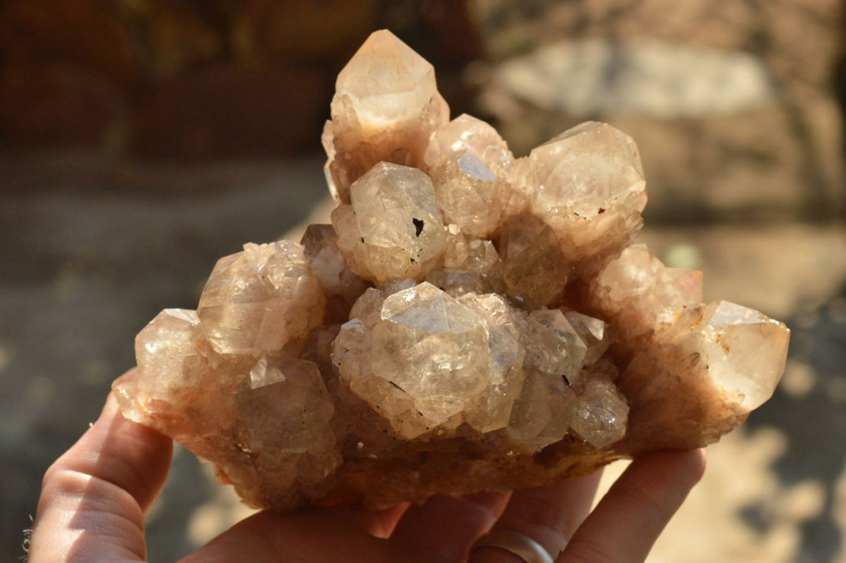 Natural Smokey Phantom Quartz Clusters x 2 From Luena, Congo - TopRock