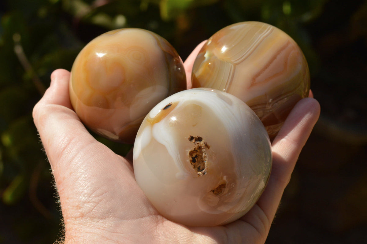 Polished Stunning Selection Of Banded Agate Spheres x 5 From Madagascar - TopRock