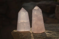 Polished Gemmy Rose Quartz Points x 6 From Antsirabe, Madagascar - Toprock Gemstones and Minerals