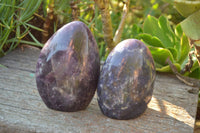 Polished Purple Lepidolite With Pink Tourmaline Standing Free Forms x 2 From Madagascar - TopRock