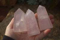 Polished Gemmy Rose Quartz Points x 6 From Antsirabe, Madagascar - Toprock Gemstones and Minerals