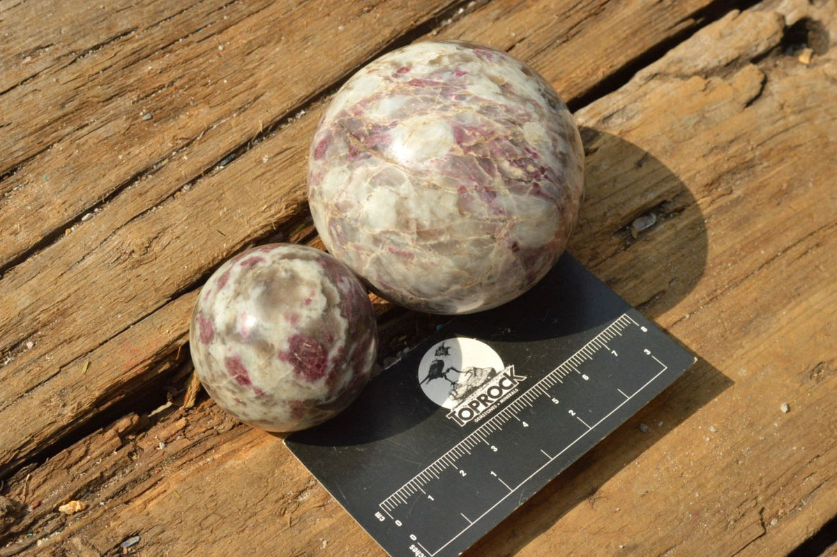 Polished Small & Medium Sized Pink Tourmaline Rubellite Spheres x 4 From Madagascar - TopRock
