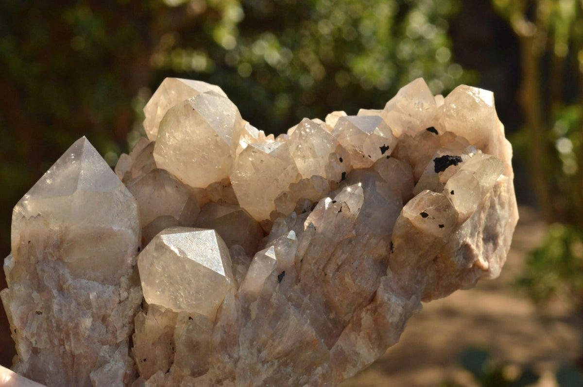 Natural Smokey Phantom Quartz Clusters x 2 From Luena, Congo - TopRock