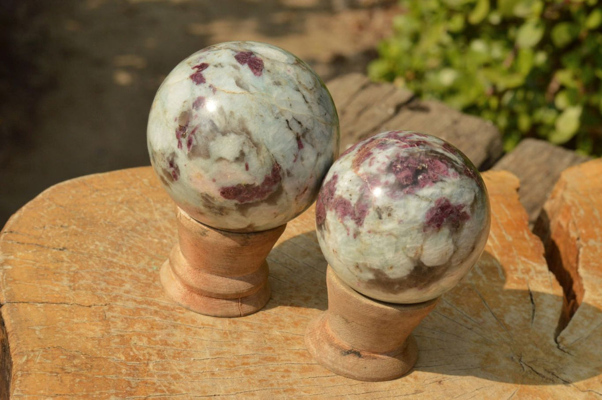 Polished Small & Medium Sized Pink Tourmaline Rubellite Spheres x 4 From Madagascar - TopRock