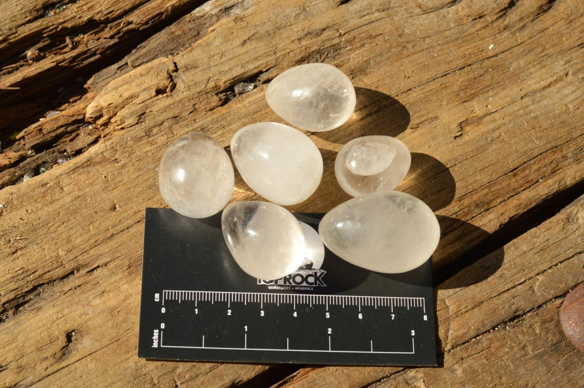 Polished Selection Of Girasol Pearl & Clear Quartz Eggs x 20 From Madagascar - TopRock