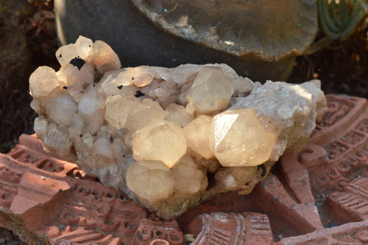 Natural Smokey Phantom Quartz Clusters x 2 From Luena, Congo - TopRock