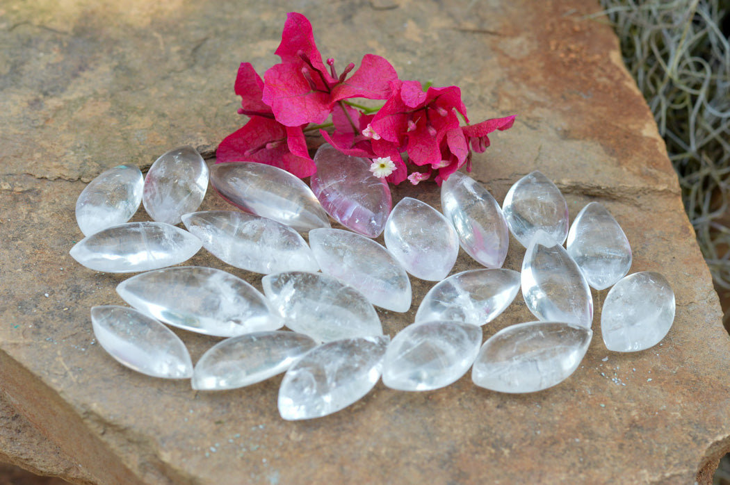 Polished Semi Optic Angel Tear Quartz Crystals x 35 From Madagascar - TopRock