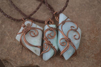 Polished Copper Wire Wrapped Blue Smithsonite Jewellery Pendants x 6 From Congo - Toprock Gemstones and Minerals